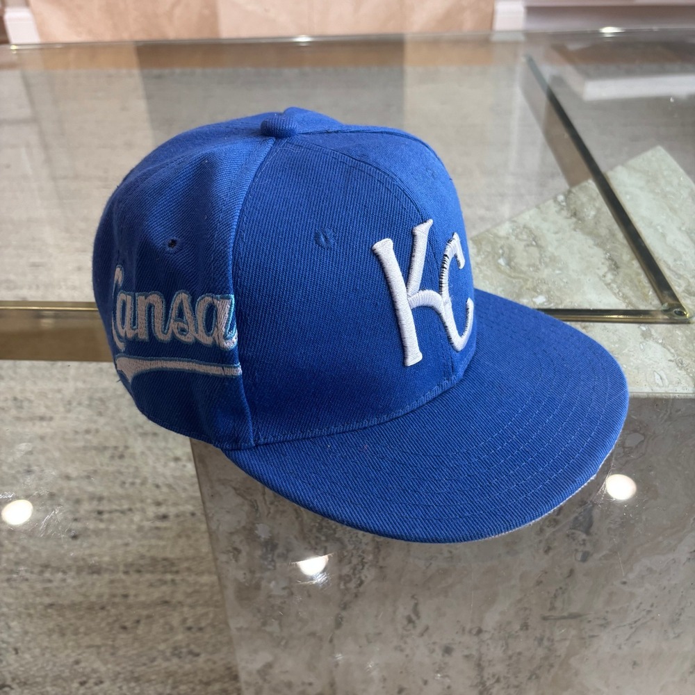 New Era Hat Mens OSFA Blue Kansas City Royals Snapback Excellent KC Baseball Cap